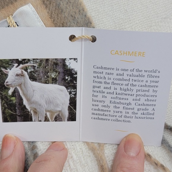 Edinburgh Cashmere NEW NWT Kids Scarf MacKellar Natural Plaid 100% Cashmere - Picture 3 of 9